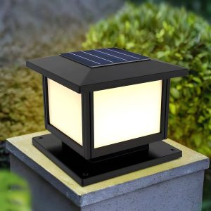GRA51473 Modern Solar Energy Pillar Light Square Waterproof with Acrylic Shade for Garden