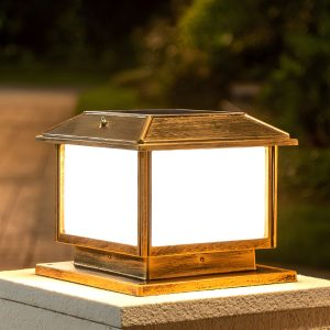 GRA51478 Rectangle Shade Acrylic LED Landscape Lamp Traditional Outdoor Solar Post Lighting