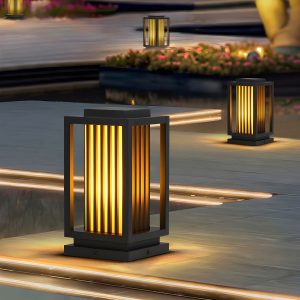 GRA51480 Rectangular Pillar Lamp Modern Black Outdoor Waterproof Light