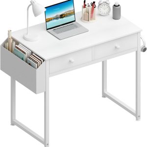 GRA51491 Small White Desk Drawers Desk