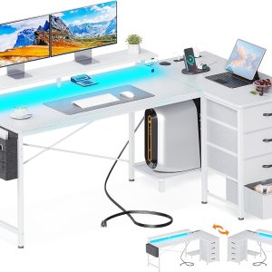 GRA51493 Computer Charging L Shaped Workstation Desk